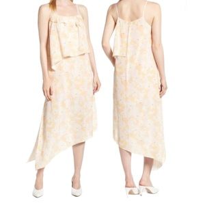 Lewit Spencer Impala Floral Ruffle Tiered Asymmetrical Midi Dress NWT